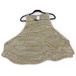 Sara Pacini Linen Sweater Womens One Size OS Beige Sleeveless Loose Knit Italy